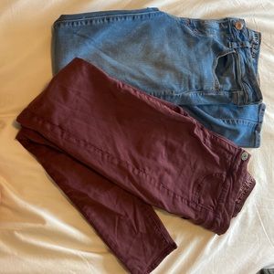 Red jeans dark+wash blue jeans American eagle